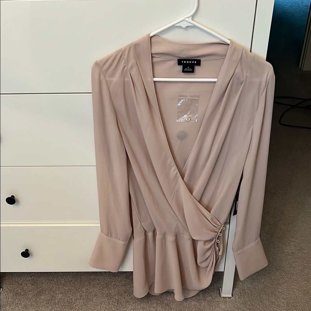 Women's Beige Wrap Top